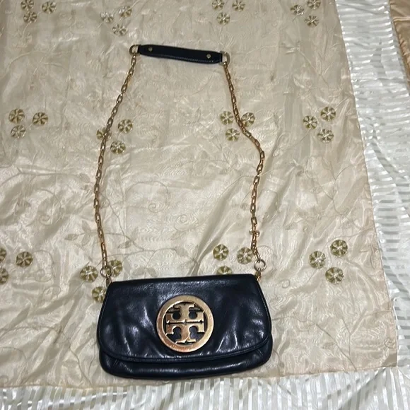 Tory Burch Reva Logo Black Leather Crossbody Bag - Picture 4 of 9